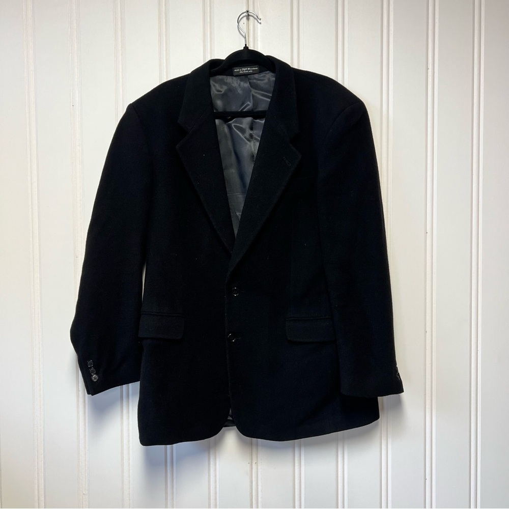Gianfranco Ruffini Cashmere Blazer 41L Black Madein Italy Luxury Sport Coat Wool